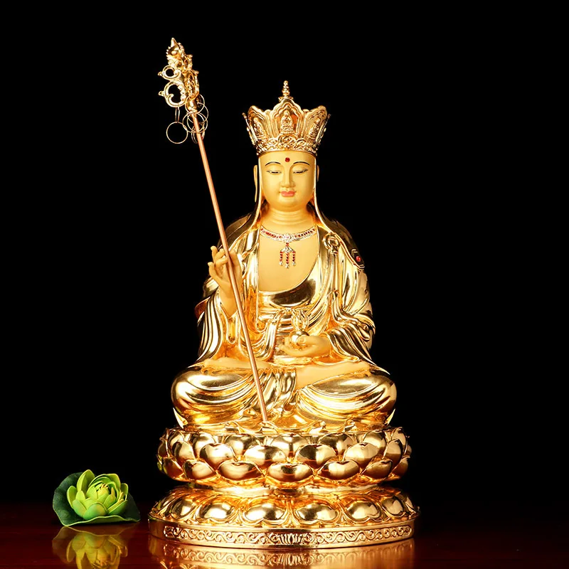 عالية الجودة بوذا ksitigarbha Dizang pusa المنزل تعويذة فعالة يبارك آمنة الصحة حسن الحظ التذهيب تمثال الله النحاس #6