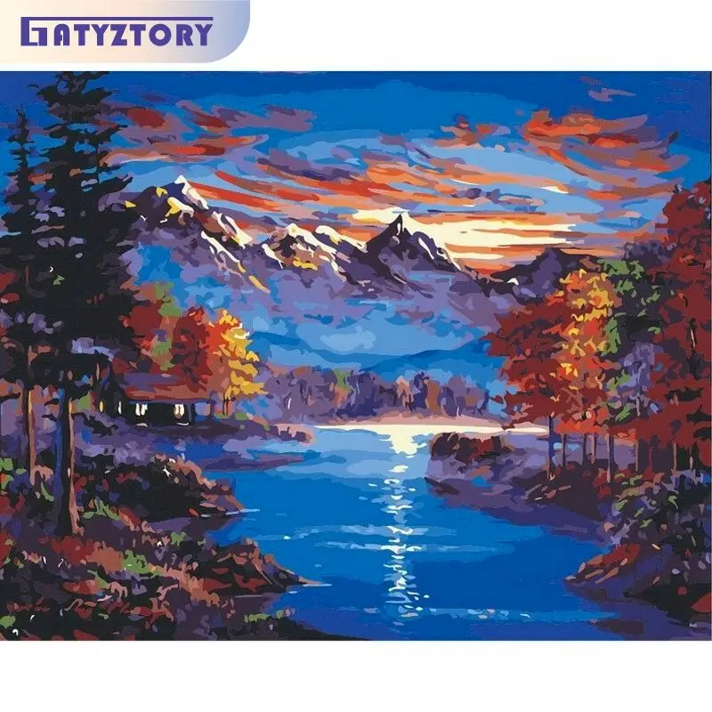 

GATYZTORY Oil Painting By Numbers On Canvas Drawing By Numbers Lake And Mountain Pictures By Numbers Landscape Handmade