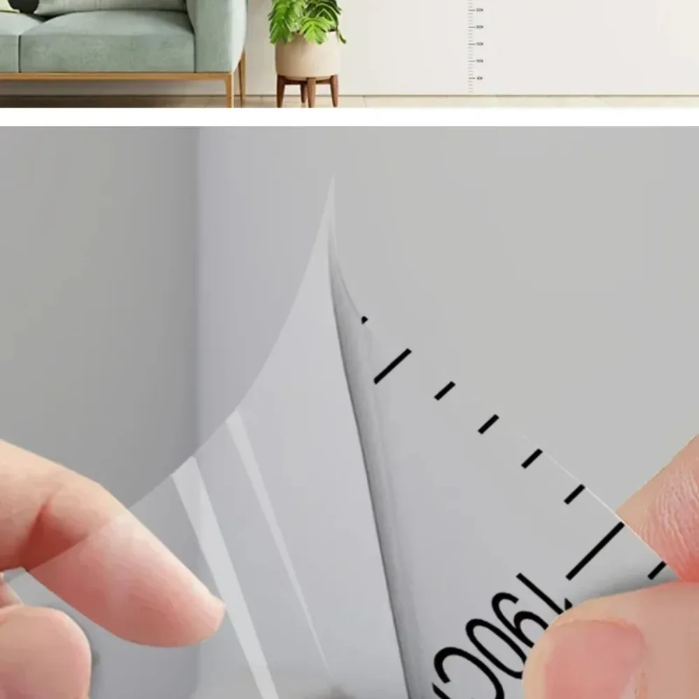 2M Height Height Measurement Sticker Waterproof Self-adhesive Height Measuring Tape Removable Transparent Growth Chart Sticker