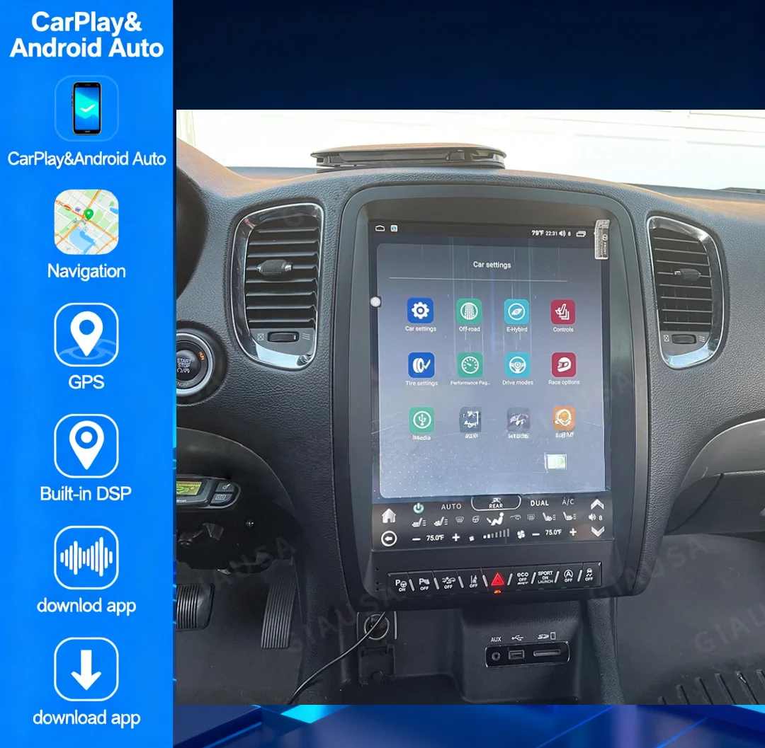 Carplay For Dodge Durango 2012- 2019 Android13 Car Stereo Car Radio with touch Screen Radio Player Car GPS Navigation Head Unit