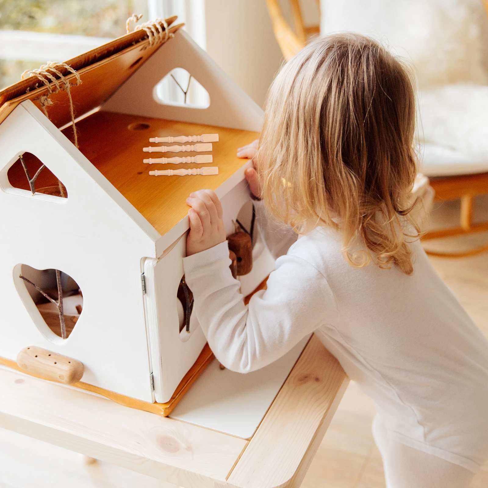 6 قطعة أرجل طاولة مصغرة خشب طبيعي قواعد طاولة صغيرة لتقوم بها بنفسك محاكاة الدعائم اللعب لوازم المنزل المفروشات المنزلية الصغيرة