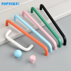Drawer Handles Kitchen Cabinet Door Knobs Modern Kids Dresser Pulls Colorful Curved Trays Handle Orange Green Blue Pink White