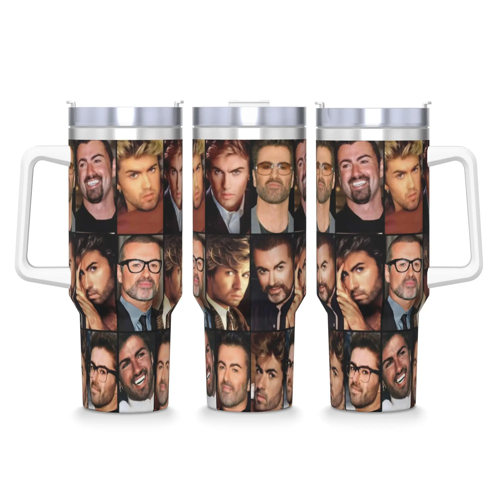 George Michael British Singer Stainless Steel Tumbler  Driving Thermal Cups With Straws and Lid Large Car Mugs Hot Drinks Bottle