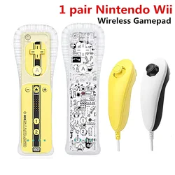 1 pair with Nunchuck Controller Set Motion Plus Remote Controller Wii Remote Controller Gamepad for Nintendo Wii Games Control