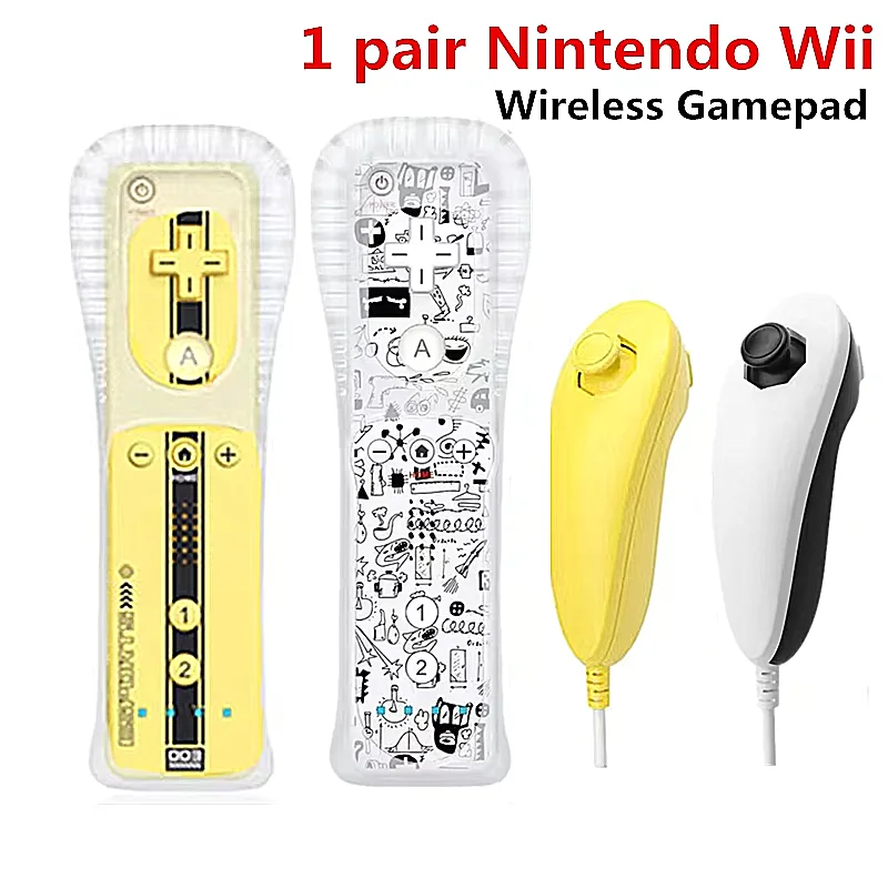 1 pair with Nunchuck Controller Set Motion Plus Remote Controller Wii Remote Controller Gamepad for Nintendo Wii Games Control