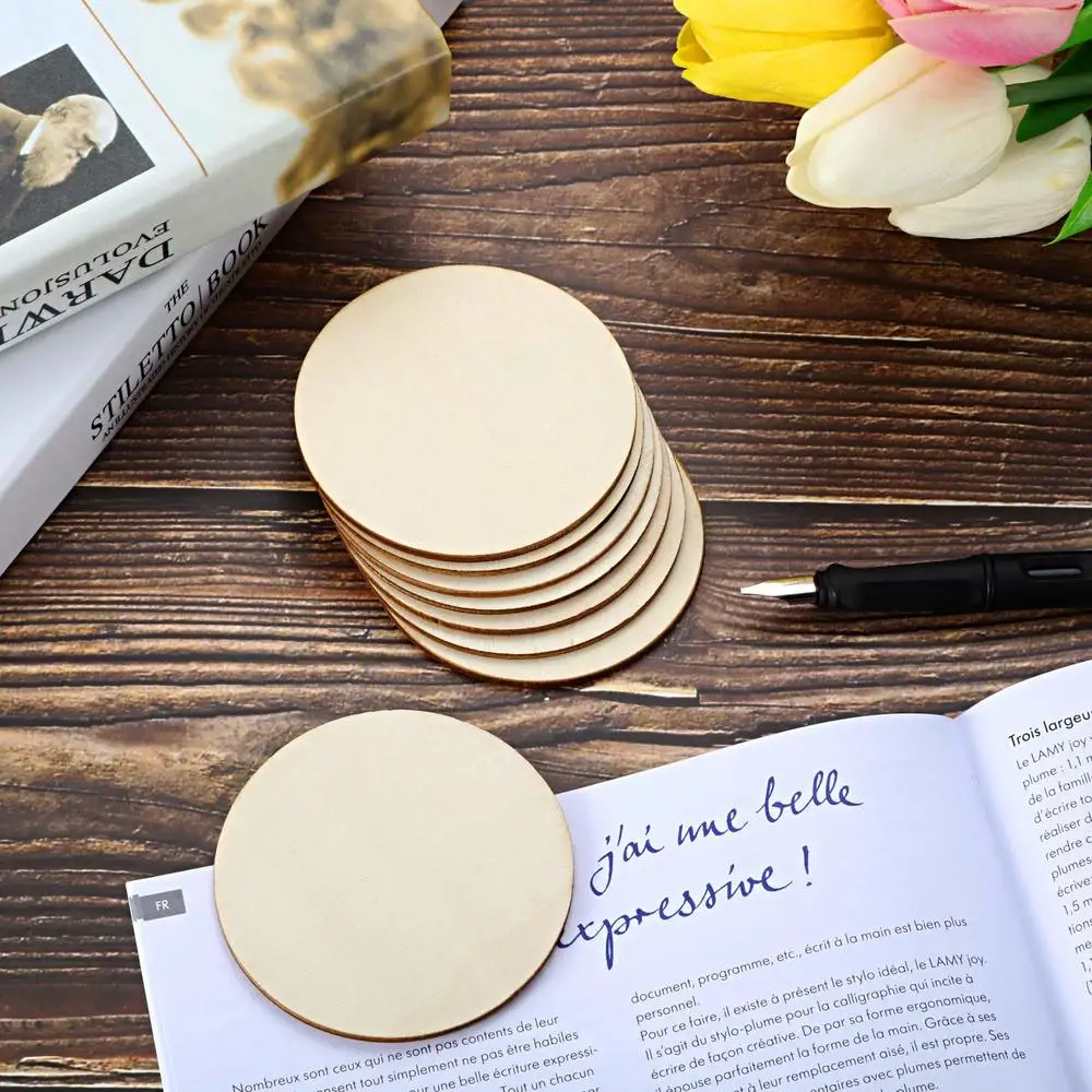 Diameter 1-10cm Wood Circles Unfinished Round Wood Discs for Wood Craft DIY Wedding Decoration Christmas Tree Ornaments