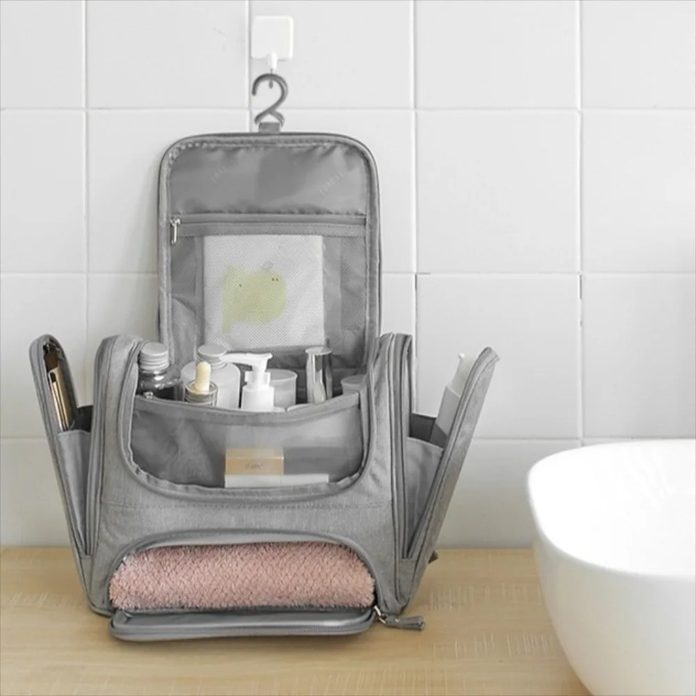 

Waterproof Hanging Cosmetic Bag Multifunctional Multipocket Design Travel Makeup Organizer Portable Zipper Closure