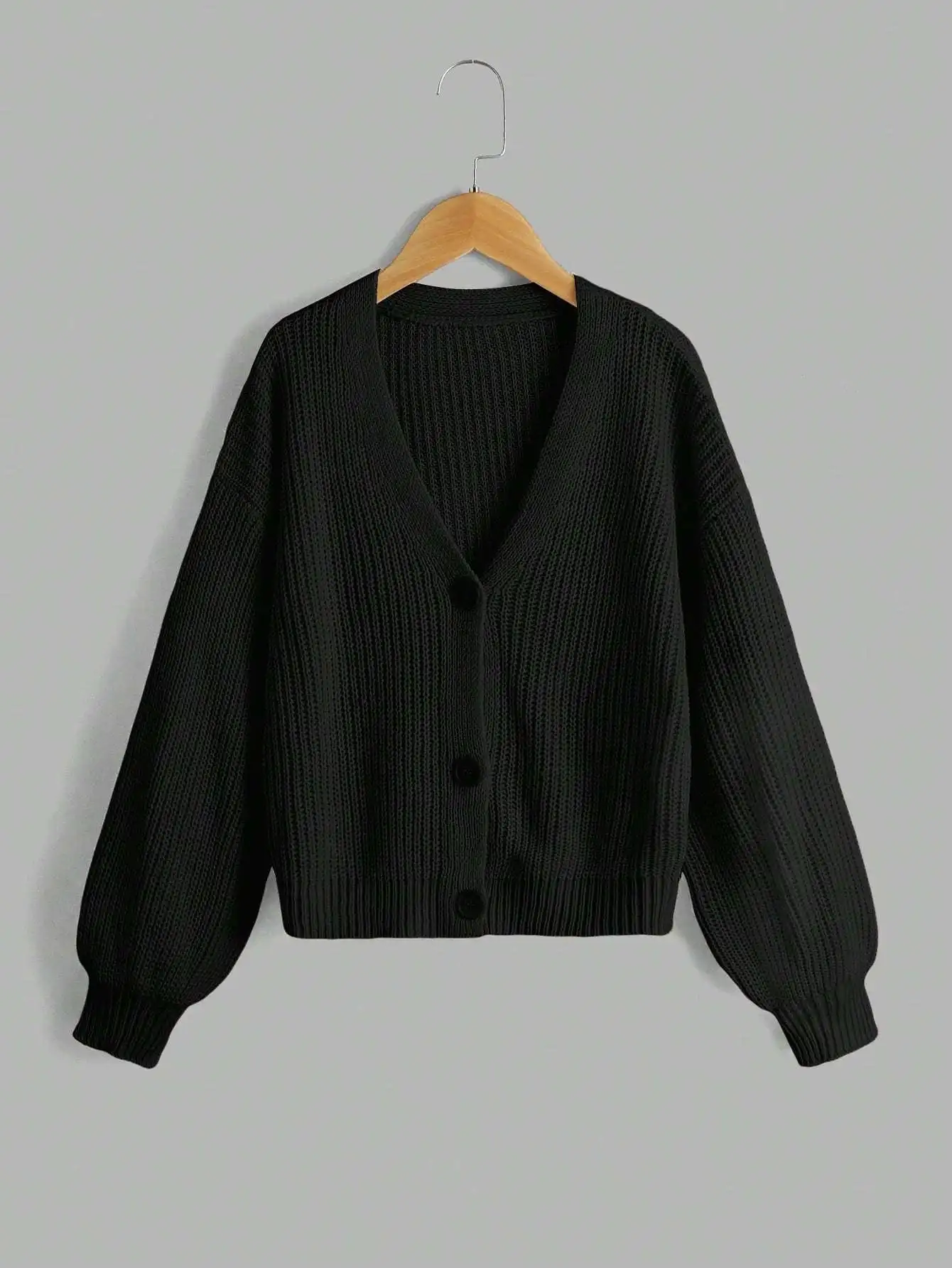 سترة كاجوال للفتيات من توين بلون سادة وأكتاف منسدلة #1