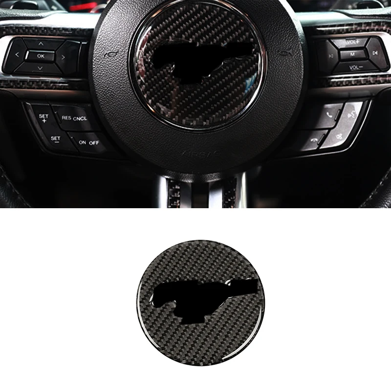 

Car Carbon Fiber Black Stickers For Ford Mustang 2015 2016 2017 2018 2019 Car Interior Decorative Accessories Steering wheel