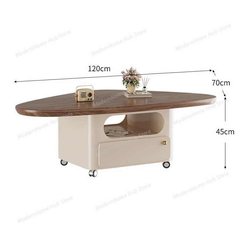 Glam European Coffee Table Triangle Design Modern Unique Coffee Table With Storage Wheels Table Basse Pour Salon Home Furniture