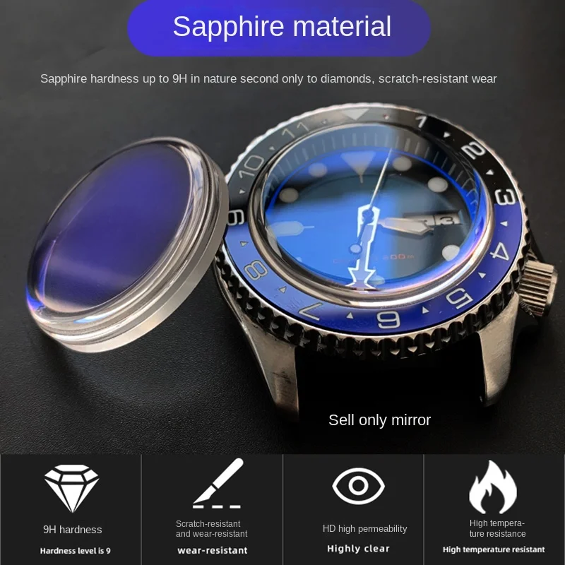 31.5 مللي متر قبة مزدوجة/مسطحة/قبعة علوية/عدسة ساعة ياقوت قبة واحدة لـ SEIKO SKX007 SKX009 SKX011/171/173 SKX401A مرآة أزرق أحمر