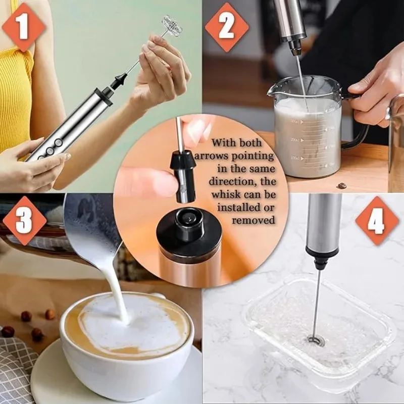 Magpie 3 in 1 Handheld Electric Milk Stirrer Frother Drink Mixer Egg Beater Charging Easy Operation  Whisk Home Kitchen Use Tool view 5