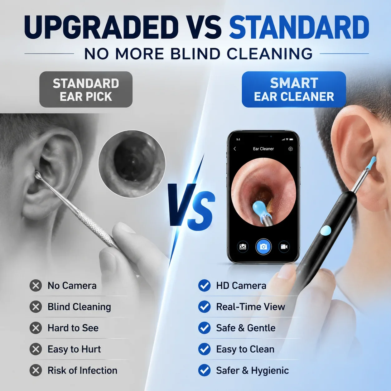 Smart Visual Ear Wax Remover with 1080P HD Camera, USB C Rechargeable Ear Cleaner, Waterproof Ear Scope Otoscope, Safe Ear Wax R view 3
