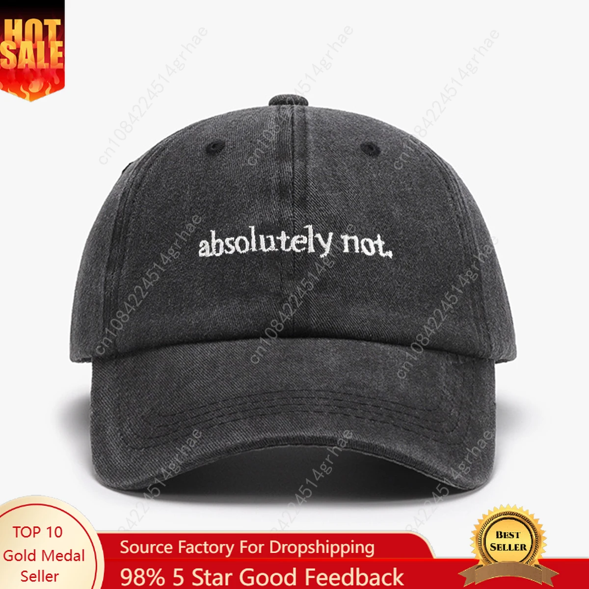 

1 "Absolutely Not"embroidery printed baseball cap outdoor fashion accessory hat, adjustable, lightweight, unisex, as a gift