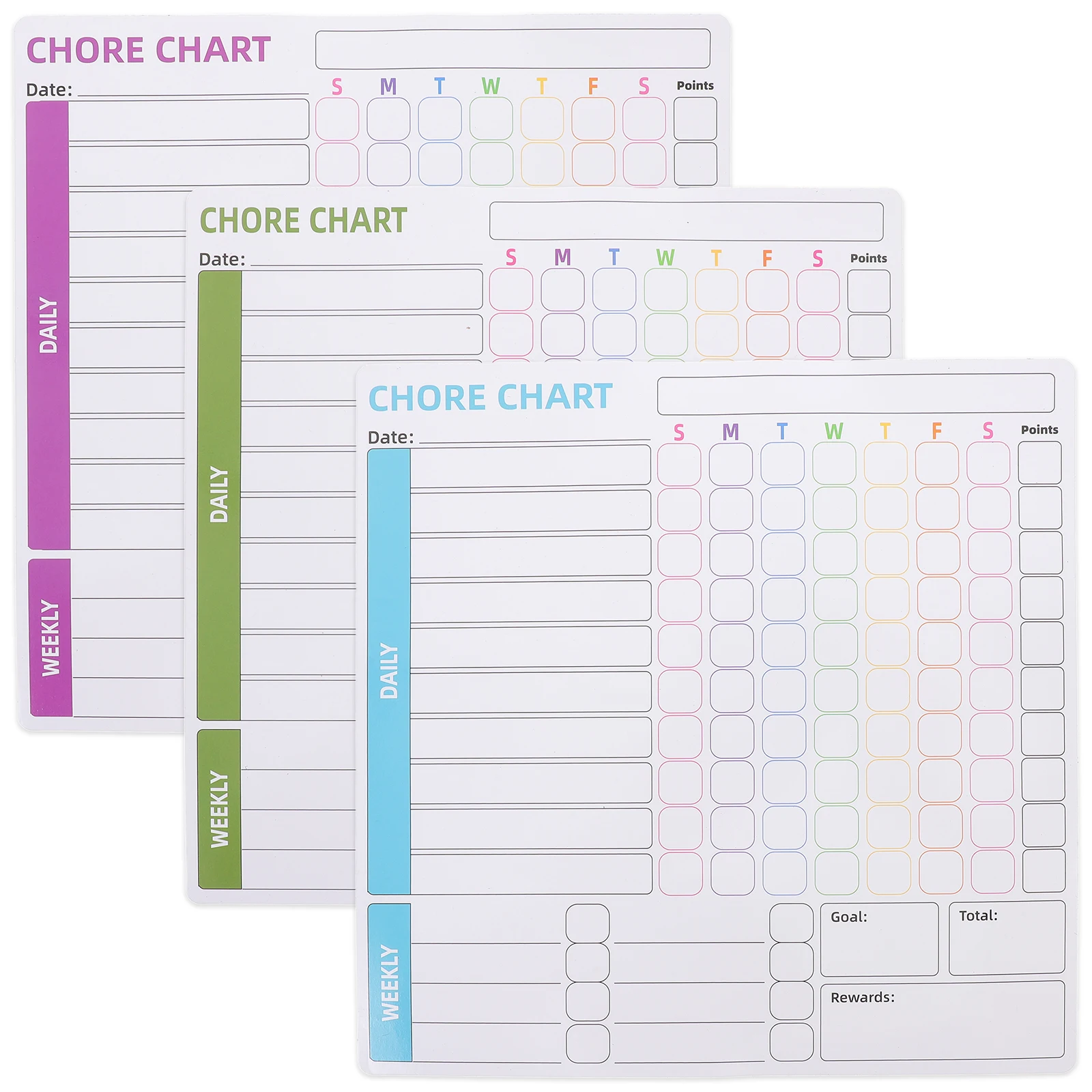 

3 Pcs Erasable Check-in Refrigerator Stickers Incentive Reward Chart Rewritable Magnetic Convenient Planner Child