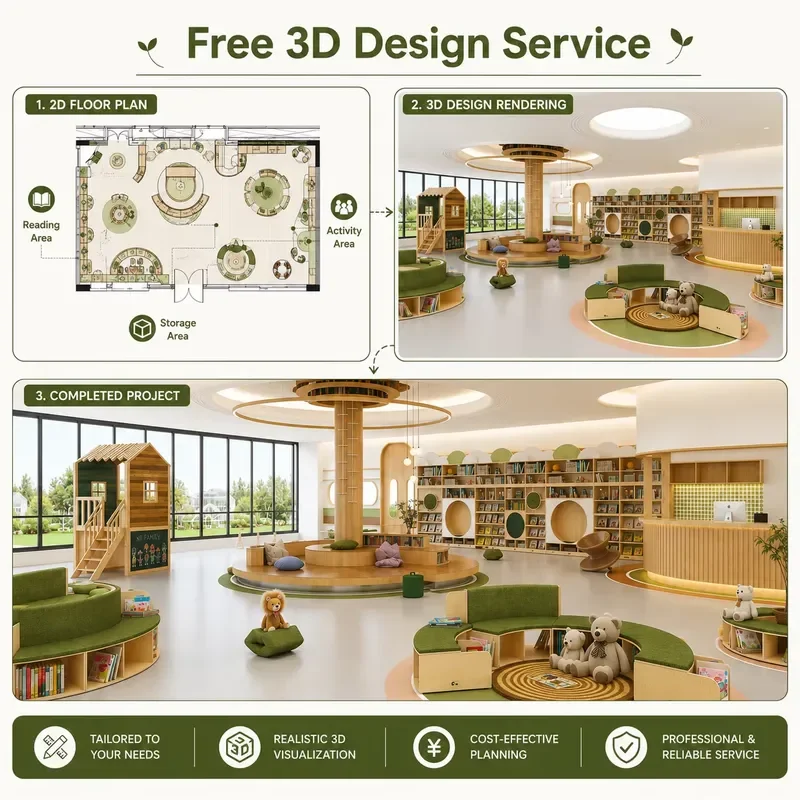 Hikeylove Modern Kindergarten Children's Wooden Furniture, Day Care Center - Montessori Education Center, Customizable Safety