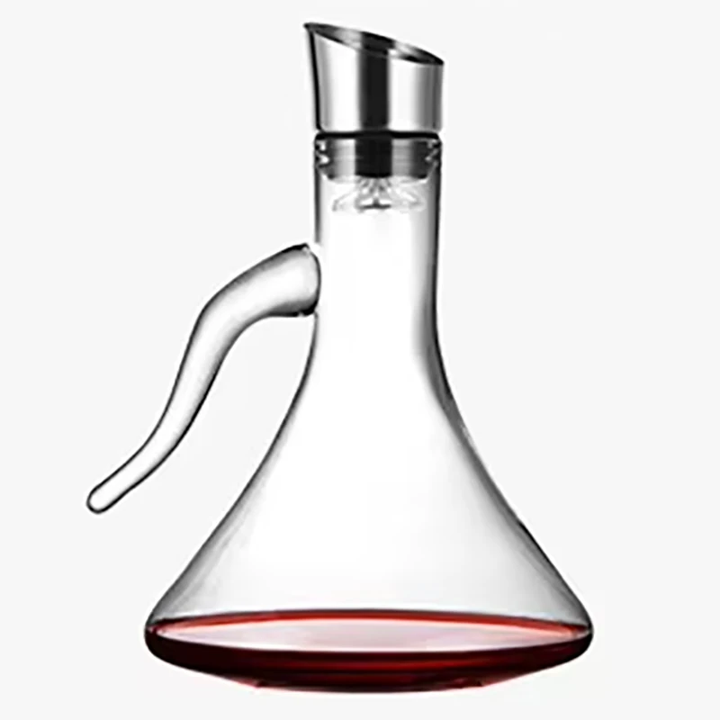 

Wine Decanter with Aerator Pourer Lid - 2 in 1-100% Hand Blown Lead-free Crystal Glass, Red Wine Carafe