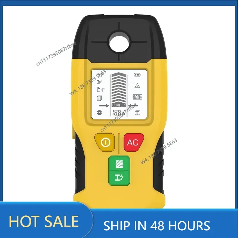 A02F-AC Live Wire Detection Wall Stud Finder Sensor 6In1 LCD Electronic Detector Wall Scanner Center Wood Metal