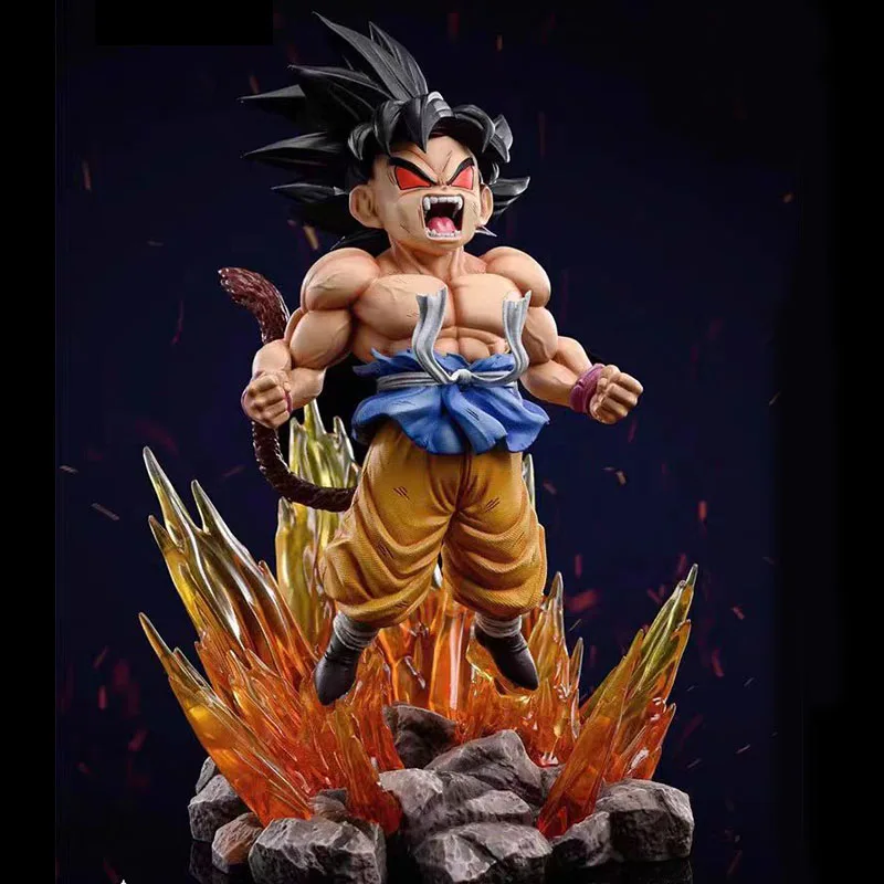 BANDAI 19cm Dragon Ball SHK Kai Ape Series NO.2 Glow Black Hair Super Four Goku Figure PVC Explosive Goku Anime Model Ornament