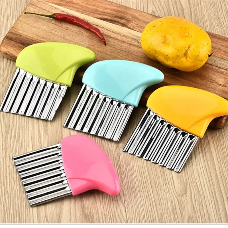 1Pc Stainless Steel Vegetable Crinkle Wavy Chopper Potato French Fry Cutter Creative Vegetable Chopping Knife