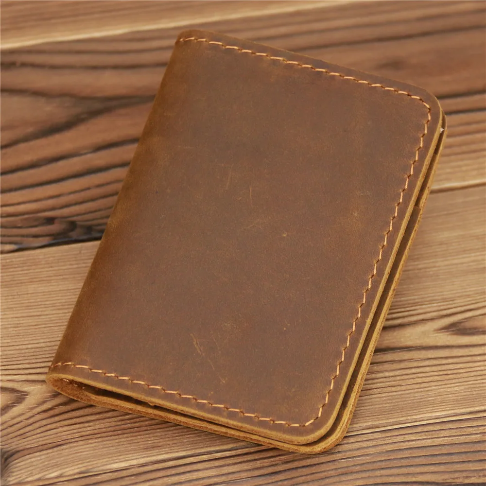 New Arrival Vintage Men\'s Genuine Leather Credit Card Holder Small Wallet Money Bag ID Card Case Mini Purse For Male