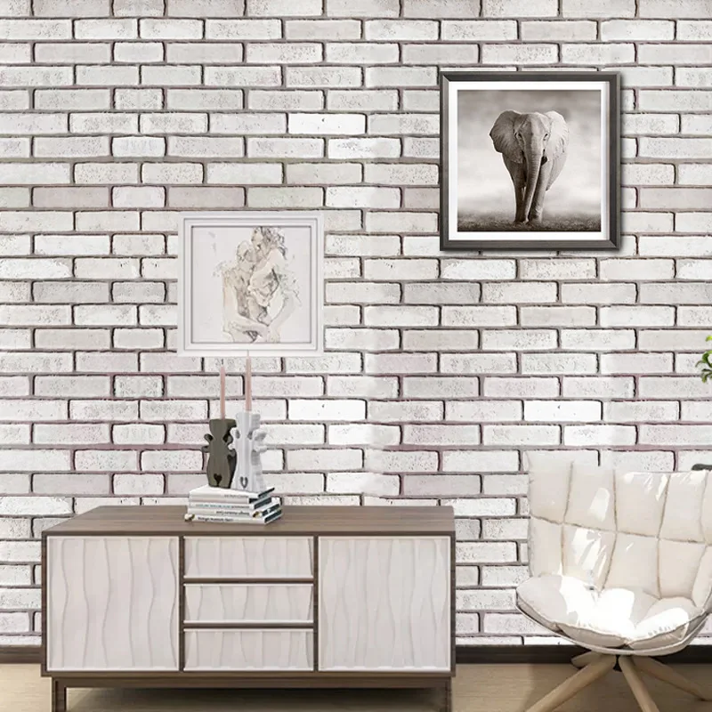 Light Grey Brick Peel and Stick Wallpaper Faux Brick Self Adhesive Wall Paper Brick Removable Contact Paper for Bedroom Laundry