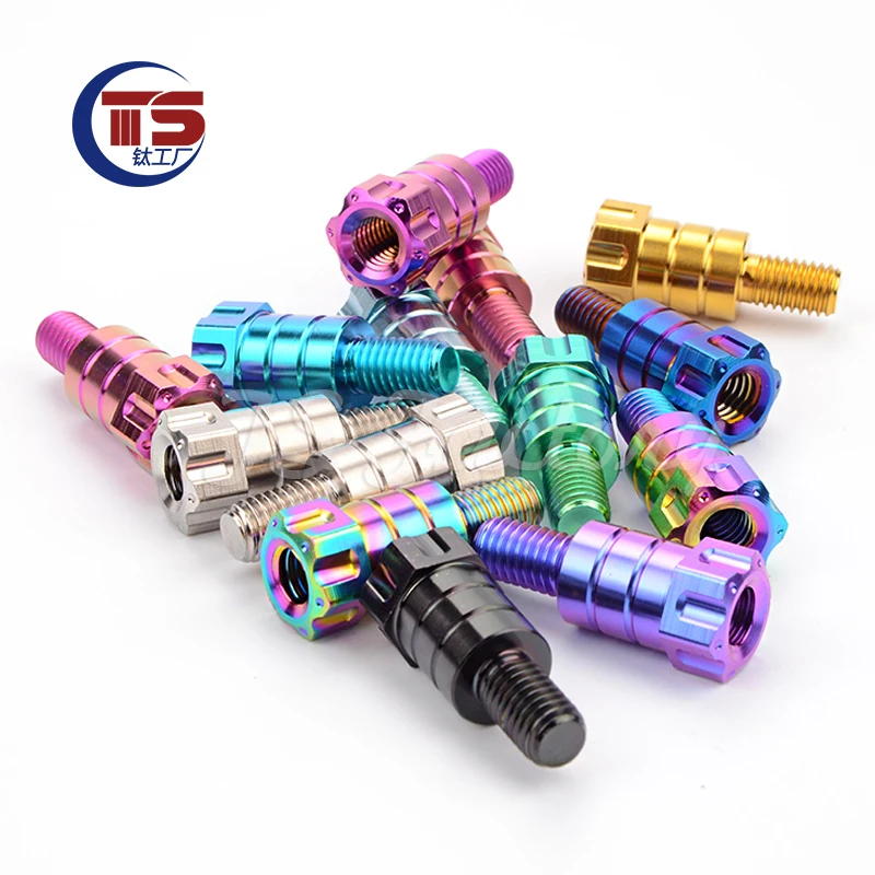 TS 2pcs titanium alloy rearview mirror height adapter screw M8 positive wire reverse wire M10 positive wire