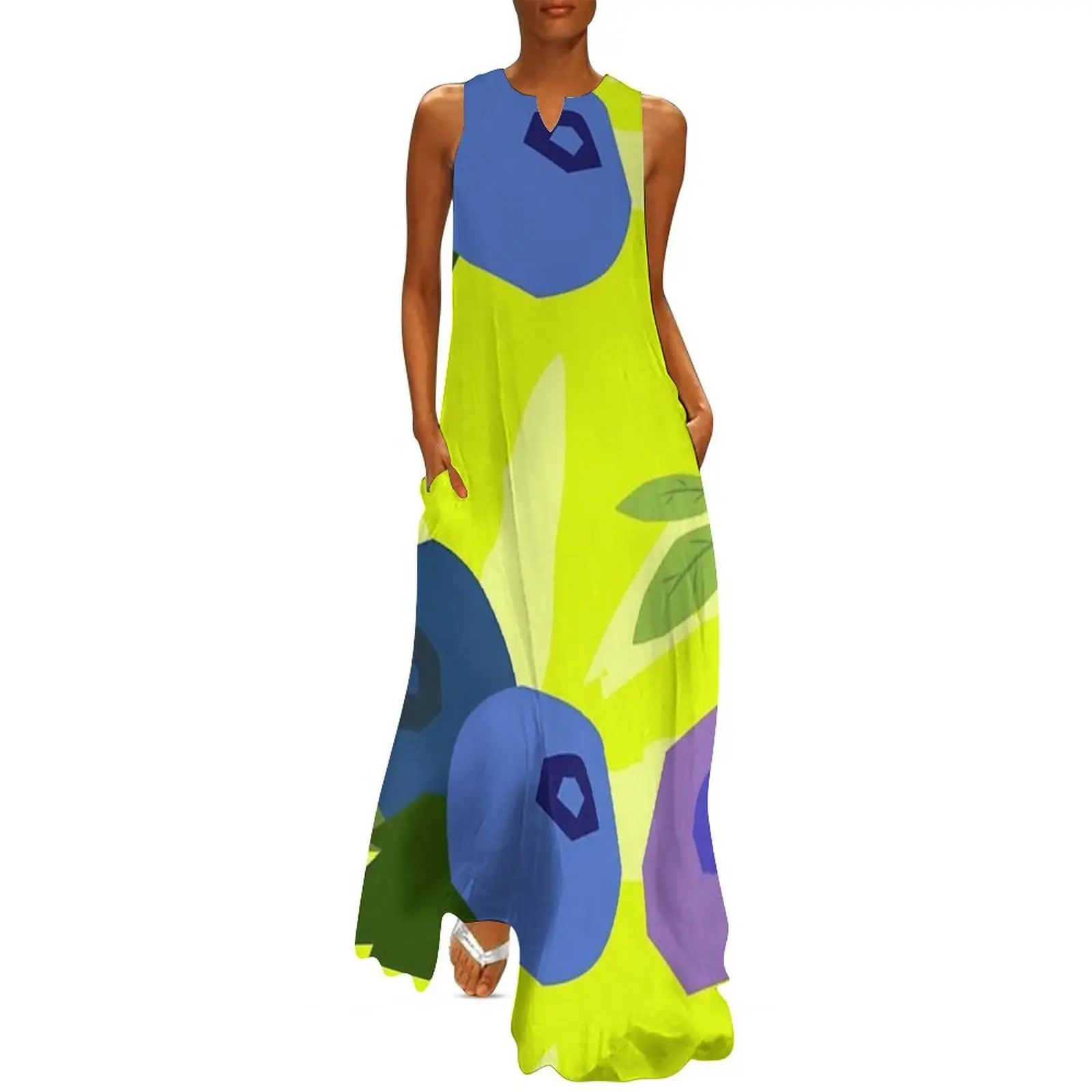 

Blueberries Summer Fruits Abstract Design Long Dress dresses korean style evening dress ladies