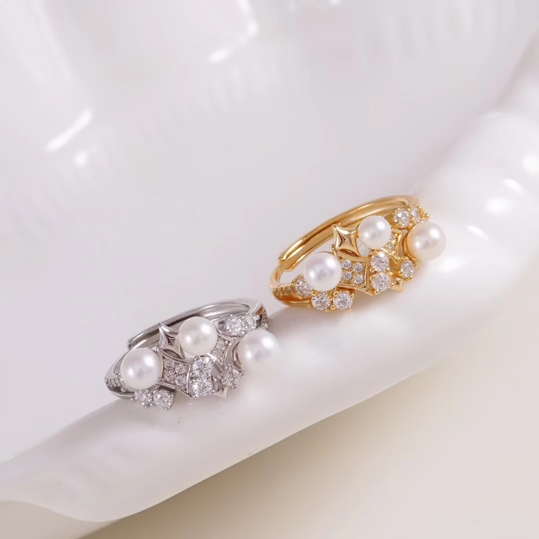 

Регулируемые крепления для колец на палец из стерлингового серебра 925 пробы, базовые фурнитуры, компоненты ювелирных изделий для жемчуга 4-5 мм, 3 шт./лот