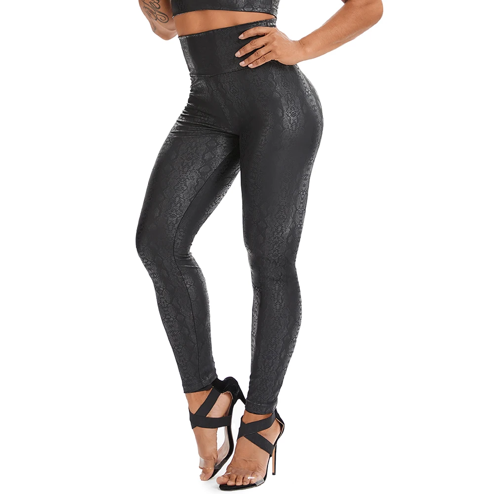 Faux Leather Leggings Women High Waist Pu Leather Pants With Pockets Fitness Elastic Push Up Tights Female Shaping Clothing New