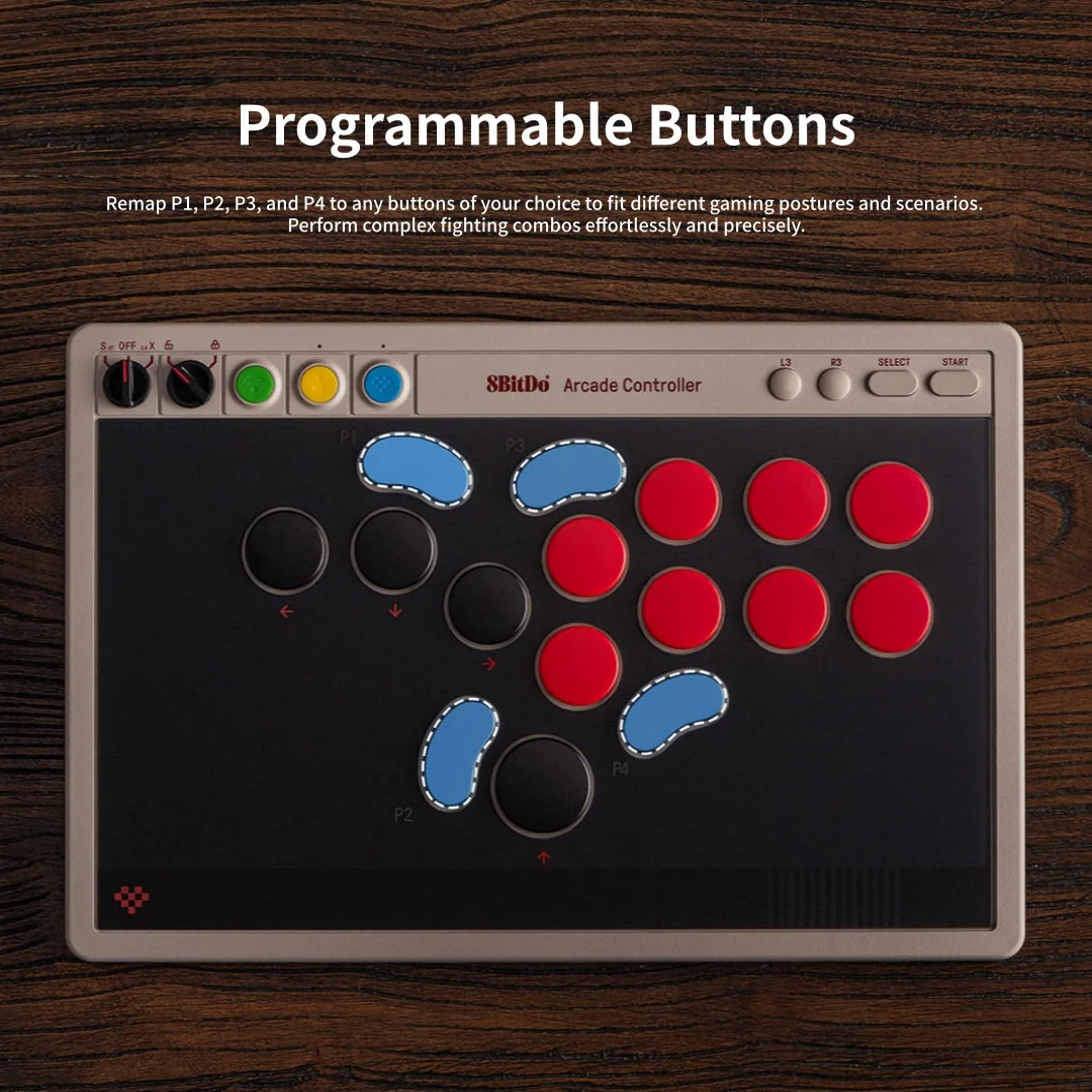 8BitDo Arcade Controller All-Button Wired,2.4G Wireless,Bluetooth Arcade Controller for Nintendo Switch/Switch 2 Low-profile