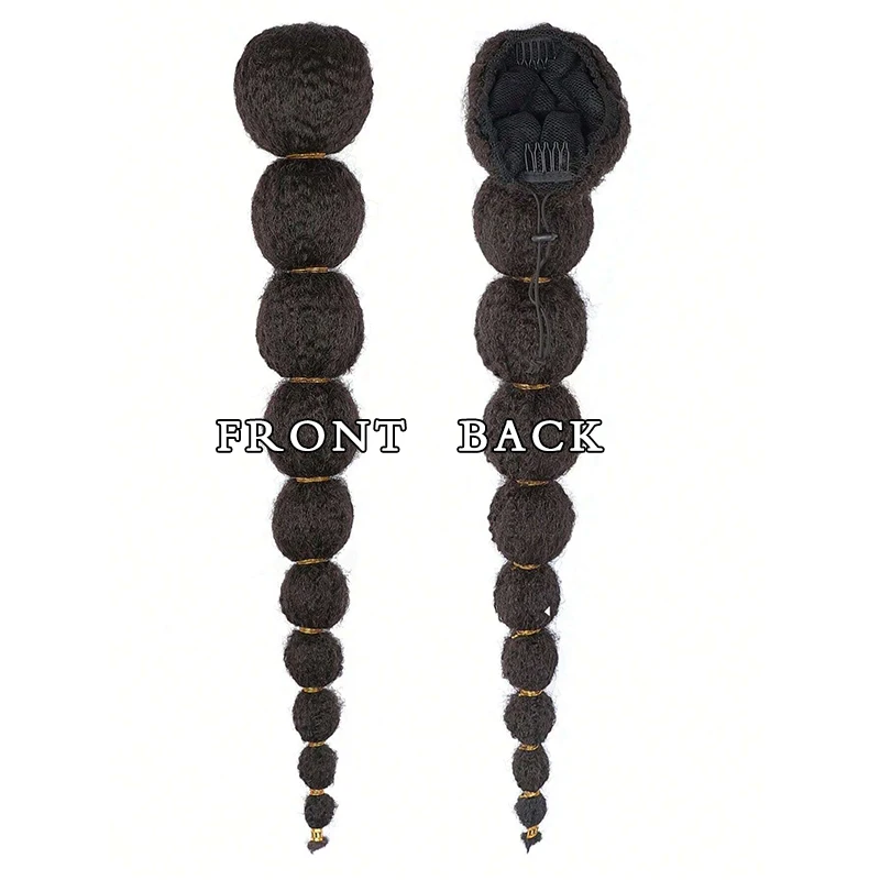 Kinky Afro Puff Ponytail Extension for Black Women 18/24 Inch Long Lantern Bubble Drawstring False Pigtail Synthetic Hair Piece