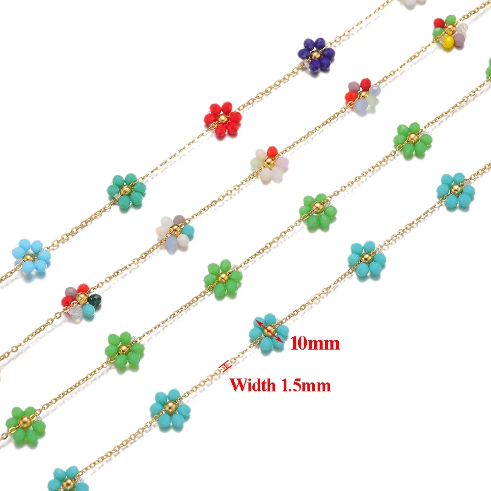 1 Meter Stainless Steel Daisy Flower Dainty Satellite Beaded Chains for DIY Jewelry Making Necklace Bracelet Anklets Supplies