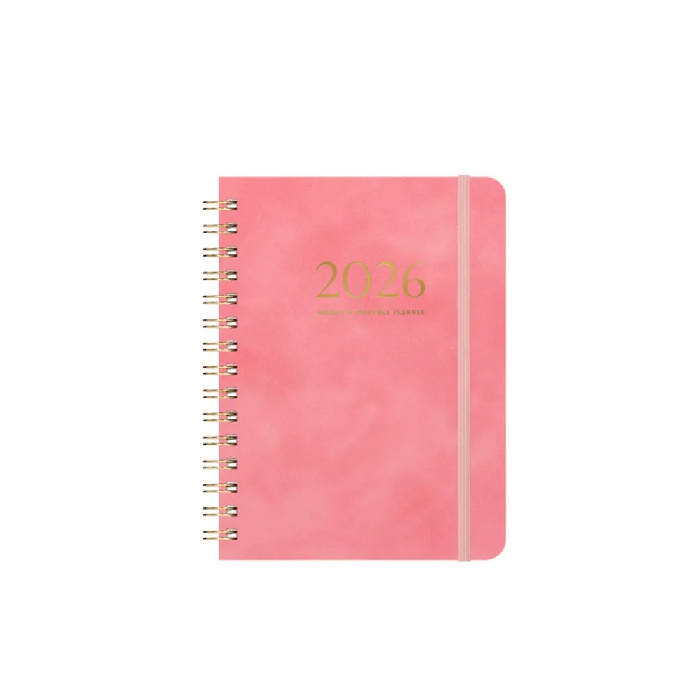

A5 2026 Weekly Monthly Planner Calendar Self-fill Coil Schedules Notebooks with Strap PU Leather Cover Daily Planner Notepad