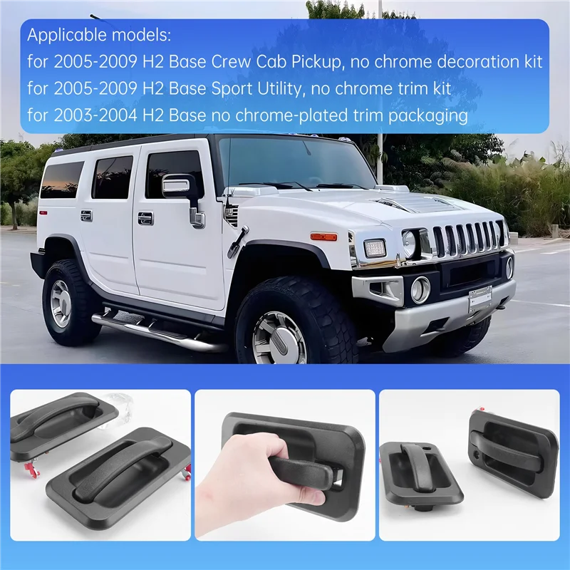 

Rare 4Pcs Exterior Outside Door Handle Set Auto Parts For 2003-2009 Hummer H2 Black Textured 131609870457 15104792 10360326