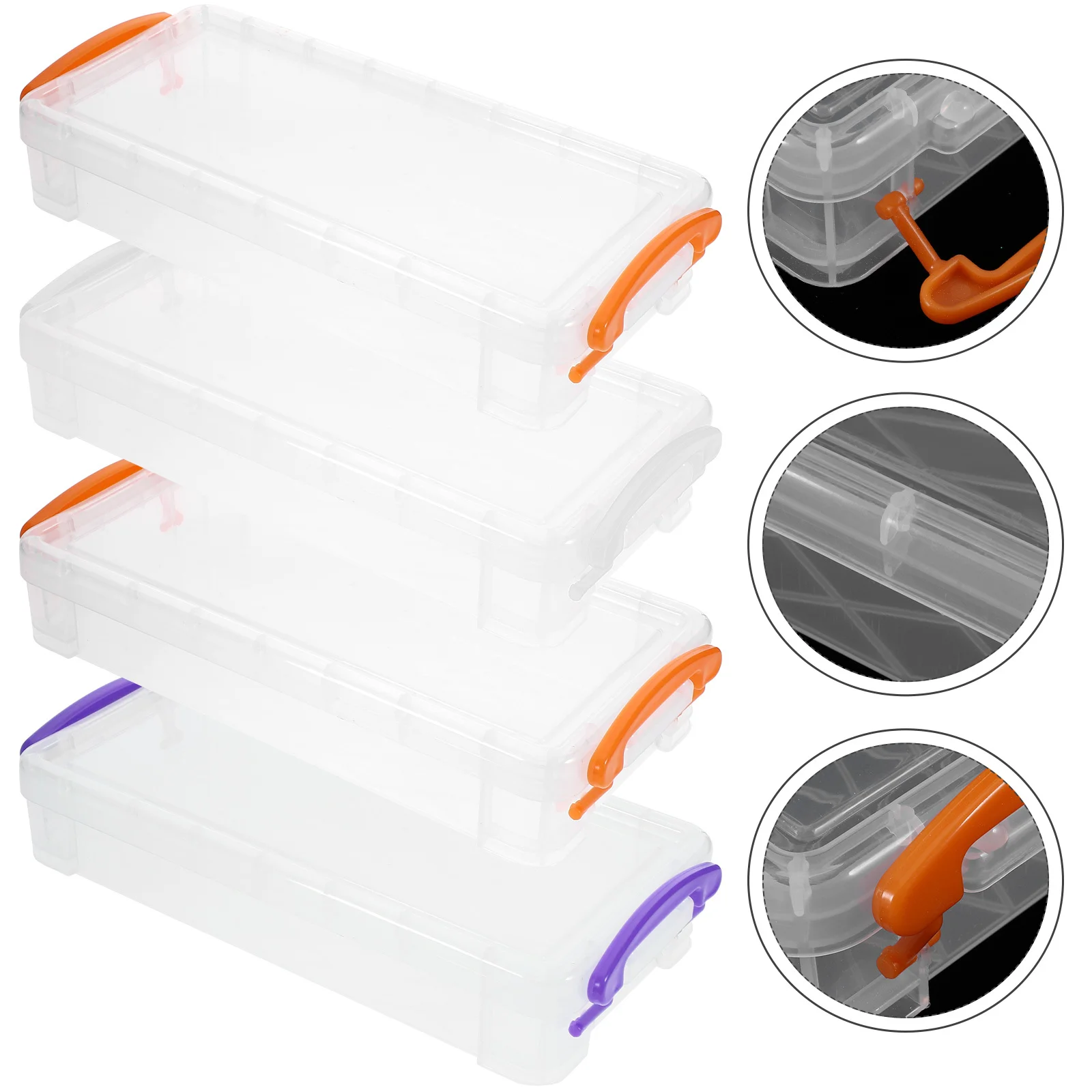 

4Pcs Clear Pencil Storage Box Plastic Large Capacity Stackable Pen Organizer Case for School Office 30cm Clear Pencil Case