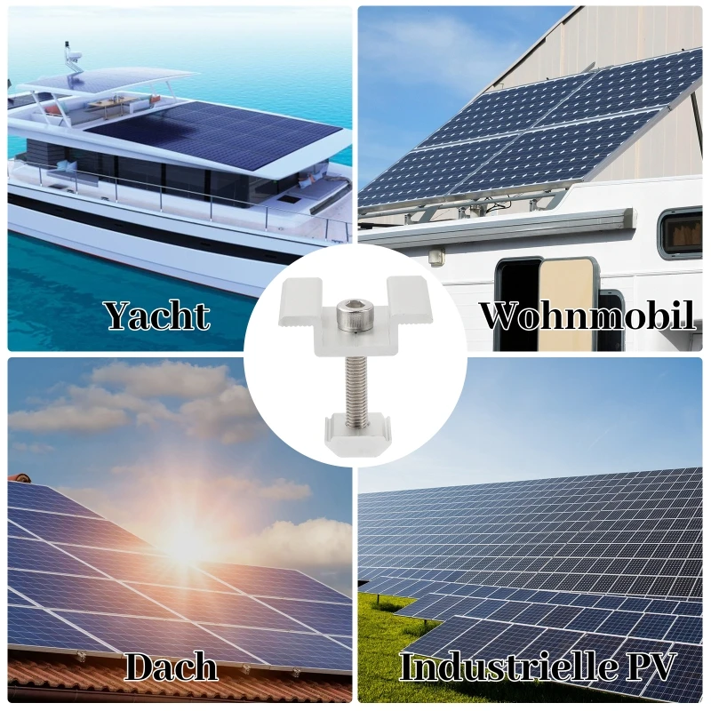 12Pcs Solar Panel Mid Clamp 30-50mm Wide PV Module Mounting Bracket Aluminum Alloy Photovoltaic Clips Roof Racking