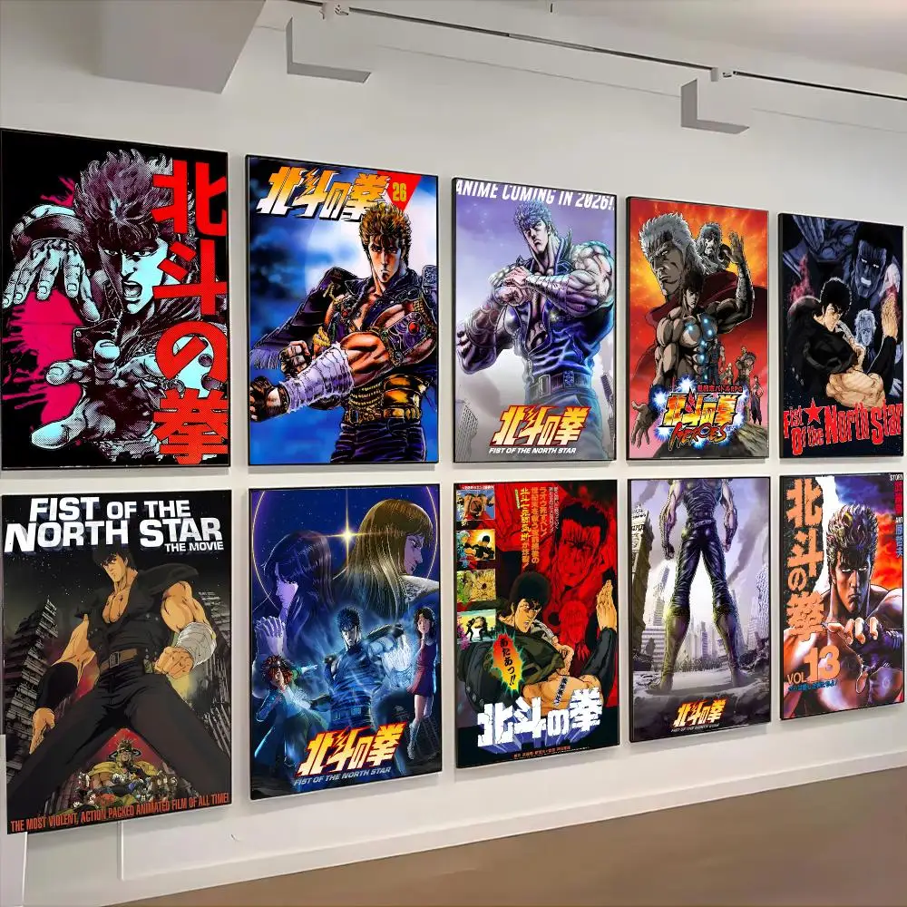 Fist of the North Star Anime Vintage Brutal Poster Self-adhesive Advanced Aesthetic Printing Paper for Living Room Home Decor