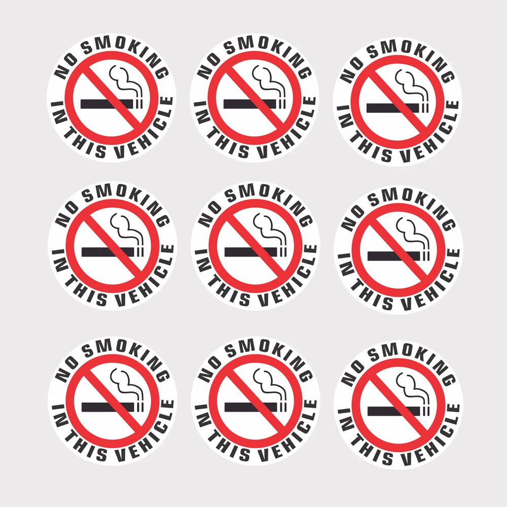 9x- NO SMOKING IN THIS VEHICLE Sticker Car Sticker Decal | 2