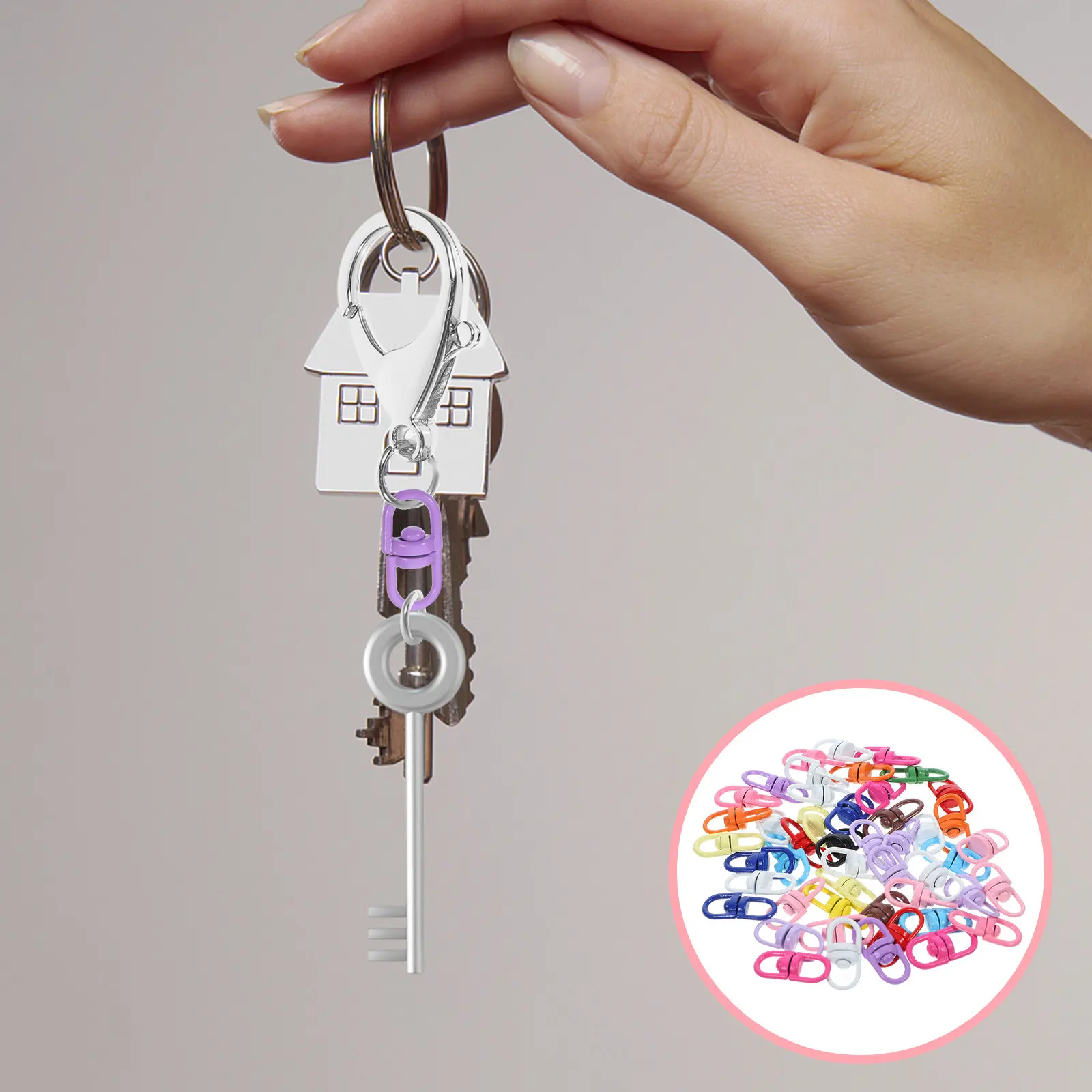 

Набор из 1 шт. поворотных застежек-карабинов для ключей, вращающихся пряжек для брелоков, из цинкового сплава, для рукоделия, металлический соединительный зажим для фурнитуры сумок