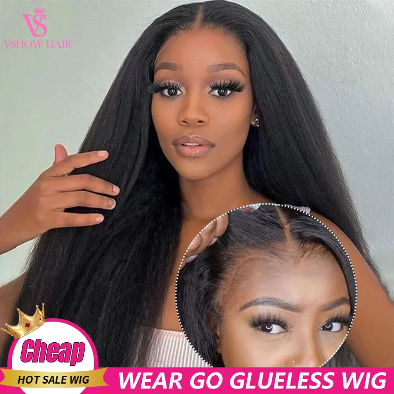 

Kinky Straight Glueless Preplucked 4X6 HD Lace Closure Wig Human Hair Ready To Wear And Go Glueless Human Hair wig On Sale