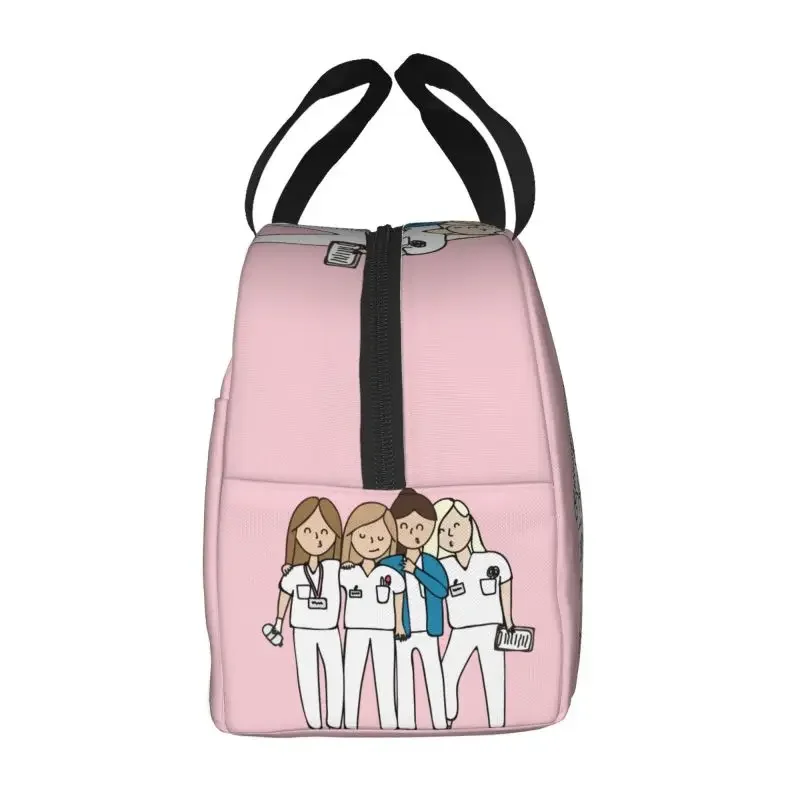 Cartoon Ladies Nurse Doctor Printed Lunch Bag Women Reusable Cooler Thermal Insulated Lunch Box Multifunction Food Bento Box