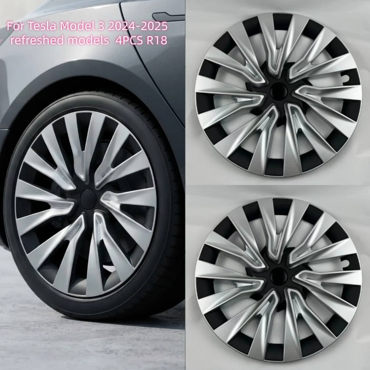 For Tesla Model 3 Wheel Covers 2024-2025 Refreshed Models Aftermarket Alloy Wheel Hub Caps For Tesla Model 3 Refreshed Models