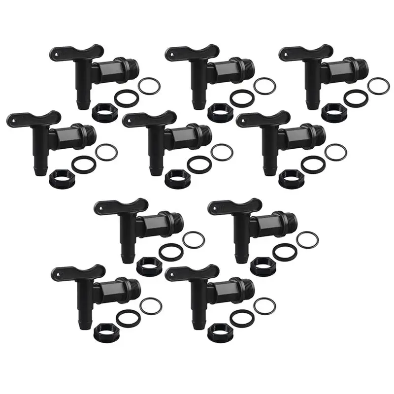 

Комплект из 10 кранов-помп N84R для бочек с уплотнителями, пластиковые, с резьбовым соединением NPT, для пластиковых галлонных бочек