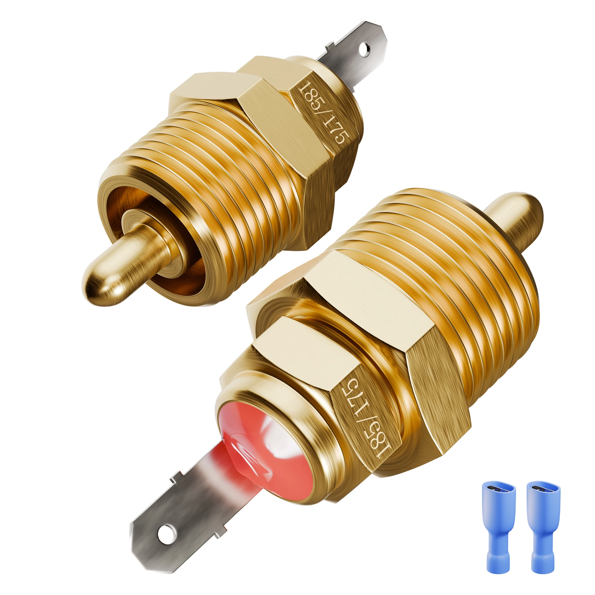 

2PCS 3/8" NPT Fan Thermostat Temperature Switch 185°F to 175°F Electric Engine Cooling Fan Temperature Sensor Switch