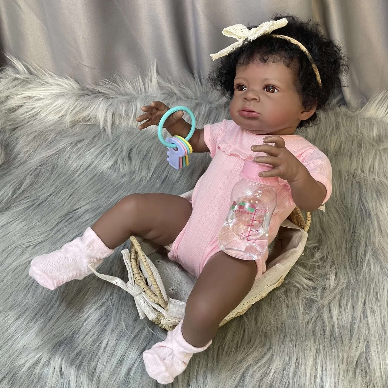 Lalka reborn o wysokości 20 cali, realistyczne, urocze, czarnoskóre dziecko afrykańskie, prezent na festiwal dla dzieci.