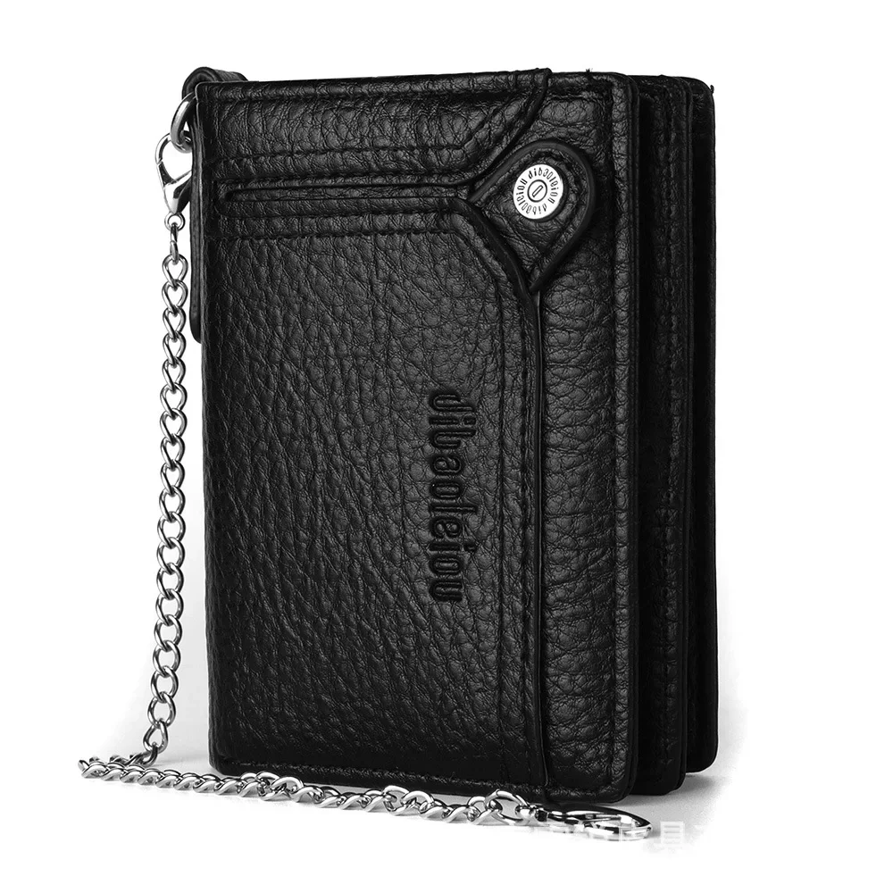 New Men's Wallet Anti-theft Chain Hand-held Bag European and American Retro Wallet Driver's License Card Bag Zipper Coin Purse