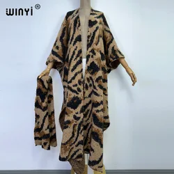 Winter Women High Quality Fur Coat Luxury Long Fur Coat Loose  OverCoat Thick Warm Leopard print Female Plush Coats with scarf