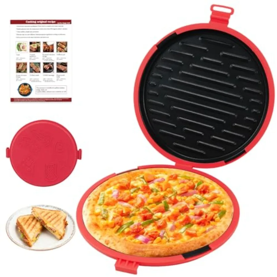 9.5Inch Microwave Sandwich Maker with Removable Non-Stick Plate Crispy Grilled Cheese Pizza in Minutes Ideal for Office Dorm Tr