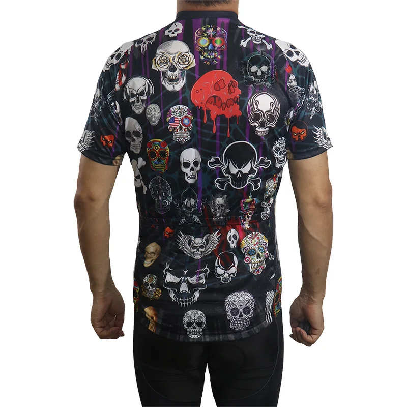 Cycling Jersey, Bike Wear, Skull Ghost Bicycle Short Sleeve Road Clothes, Antislip Shirt, Jacket, Fitness, Outdoor Top Sports